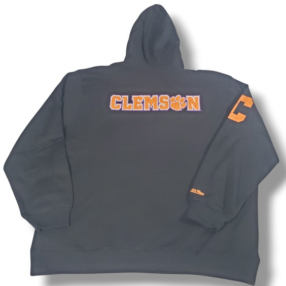 Mitchell & Ness Clemson Tigers Fleece Hoodie Mens 2XL Black NCAA Football  New - Picture 2 of 14